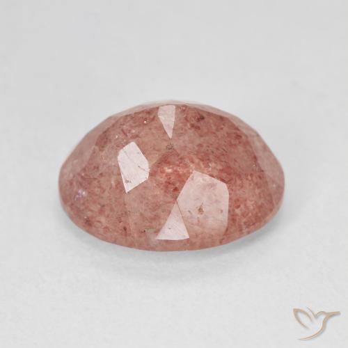 Quartz Fraise Pêche rose rosé naturelle ovale, 4.86 ct, Translucide