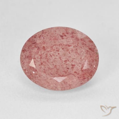 Quartz Fraise Pêche rose rosé naturelle ovale, 4.32 ct, Translucide