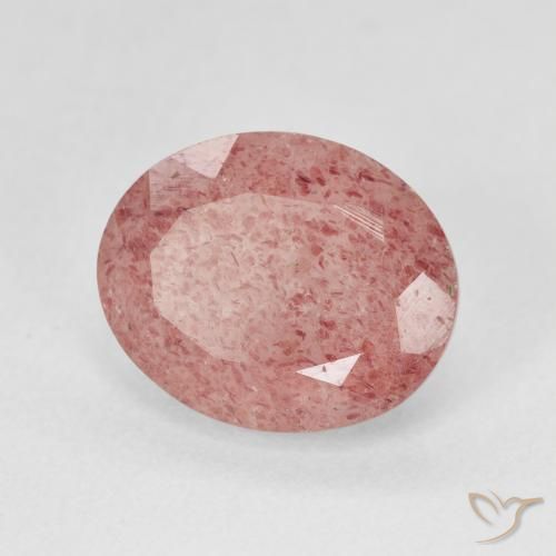Quartz Fraise Pêche rose rosé naturelle ovale, 4.32 ct, Translucide
