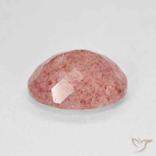 Quartz Fraise Pêche rose rosé naturelle ovale, 4.32 ct, Translucide