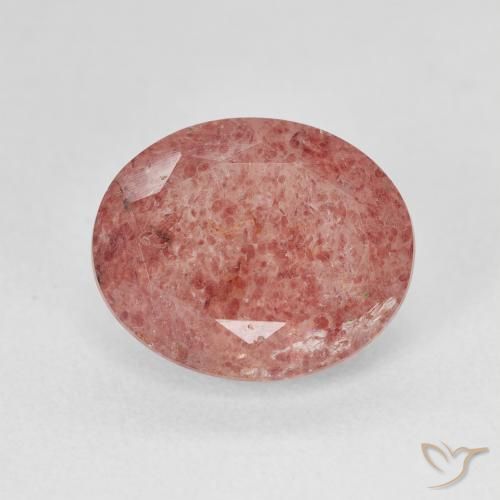 Quartz Fraise Rose moyen naturelle ovale, 4.55 ct, Translucide