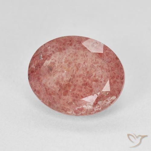 Quartz Fraise Rose moyen naturelle ovale, 4.55 ct, Translucide