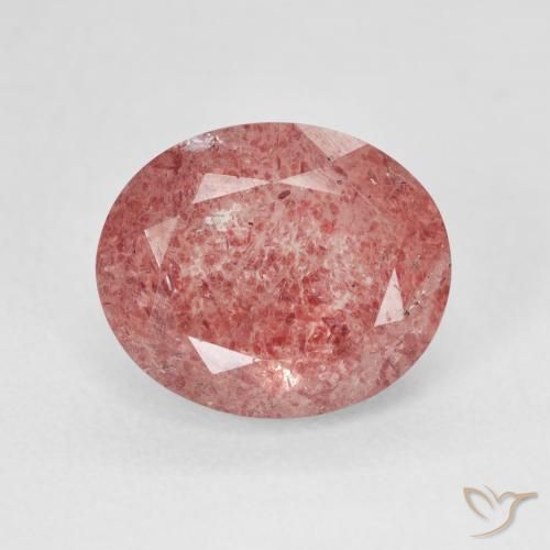 Quartz Fraise Ton rose rougeâtre naturelle ovale, 4.79 ct, Translucide