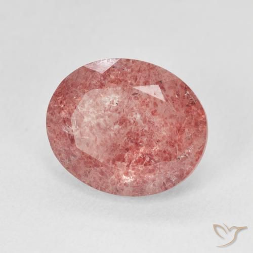 Quartz Fraise Ton rose rougeâtre naturelle ovale, 4.79 ct, Translucide