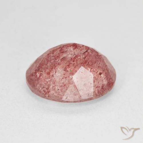 Quartz Fraise Ton rose rougeâtre naturelle ovale, 4.79 ct, Translucide