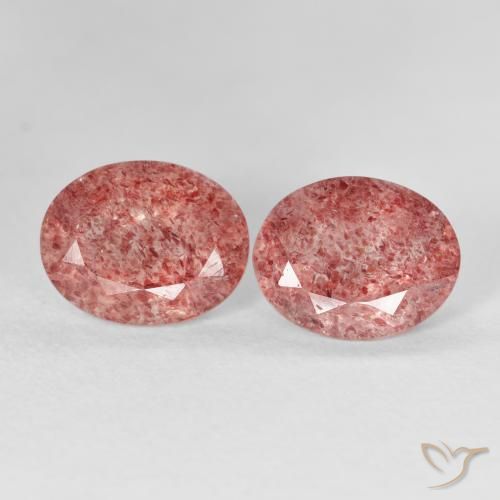 5.10ctw Naturel Rose framboise Quartz Fraise, ovale, Transparent