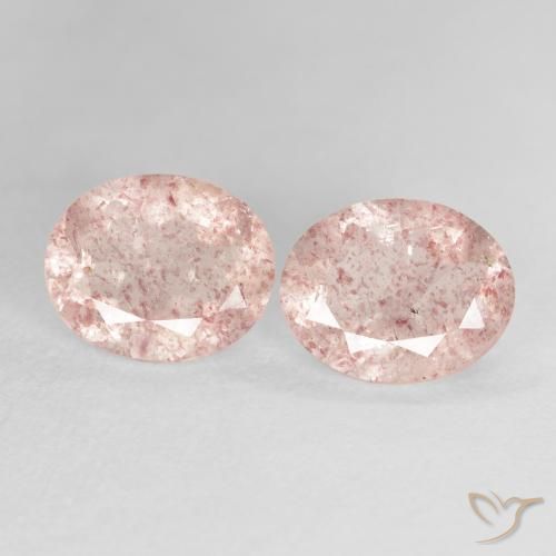 4.37ctw Naturel Rose clair Quartz Fraise, ovale, Transparent