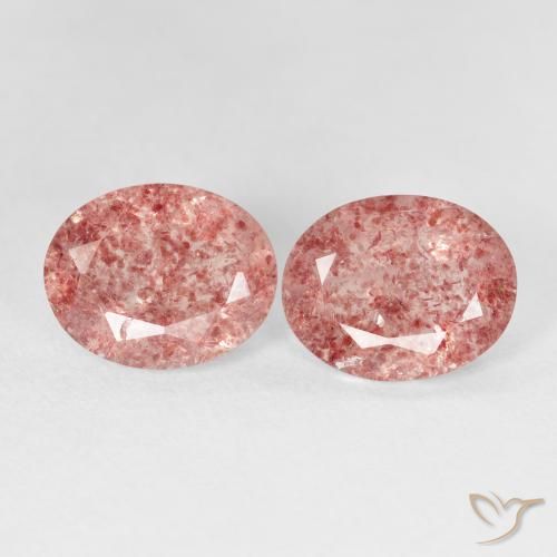 4.46ctw Naturel Rose framboise Quartz fraise, ovale, Transparent