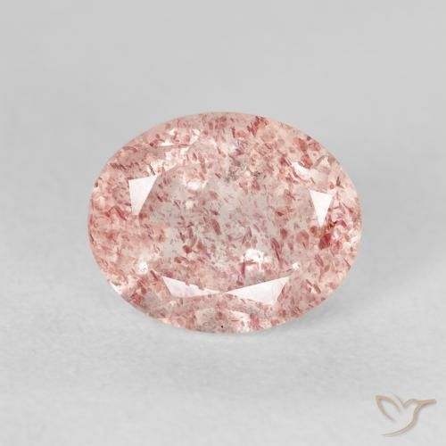 Quartz Fraise Rose clair naturelle ovale, 3.06 ct, Transparent