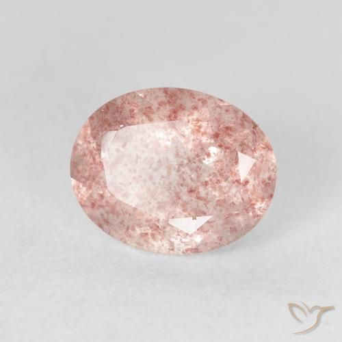 Quartz fraise Rose clair naturelle ovale, 2.53 ct, Transparent
