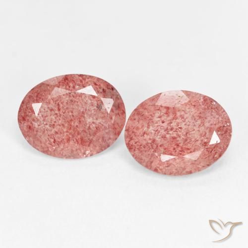 4.29ctw Naturel Rose framboise Quartz Fraise, ovale, Transparent