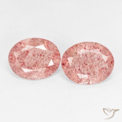 4.21ctw Naturel Rose clair Quartz fraise, ovale, Transparent