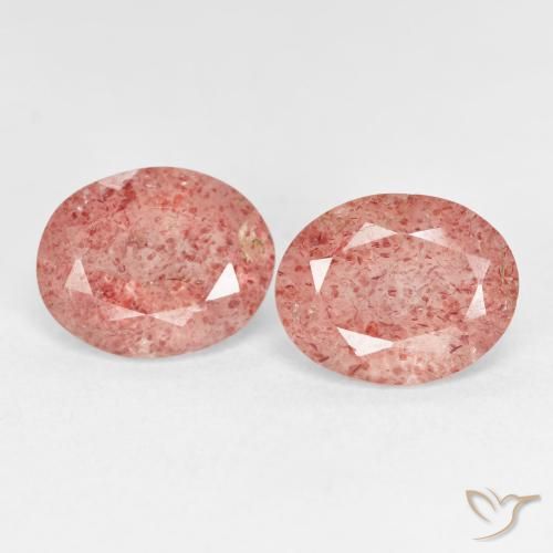 4.91ctw Naturel Orange rose Quartz fraise, ovale, Transparent