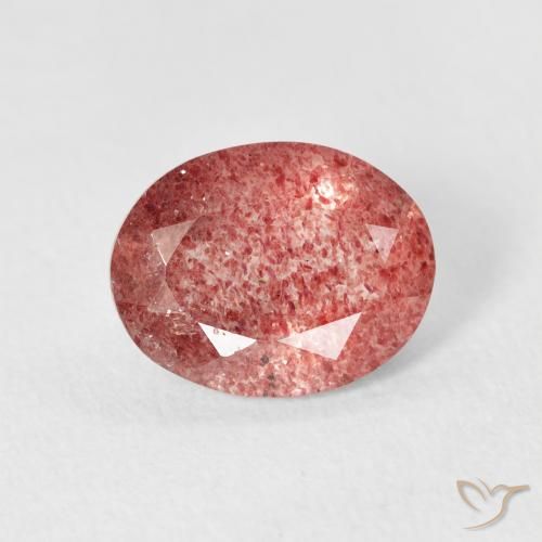 Quartz Fraise Rose rougeâtre naturelle ovale, 2.20 ct, Transparent