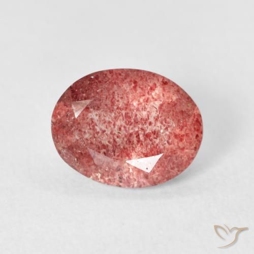 Quartz Fraise Rose rougeâtre naturelle ovale, 2.20 ct, Transparent