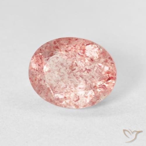 Quartz fraise Rose léger naturelle ovale, 2.71 ct, Transparent