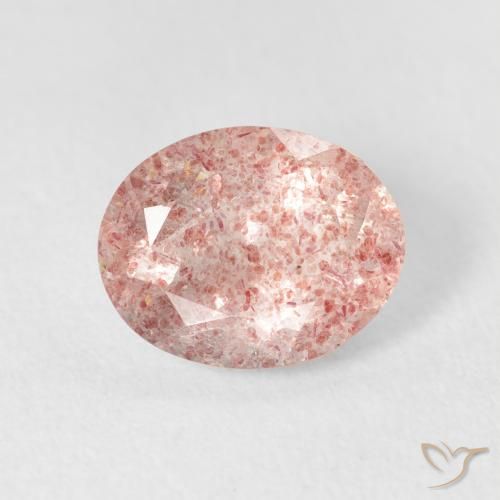 Quartz Fraise Rose clair naturelle ovale, 2.31 ct, Transparent