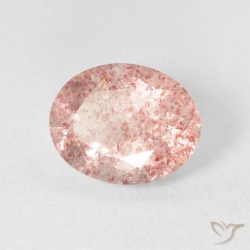 Quartz Fraise Rose clair naturelle ovale, 2.31 ct, Transparent
