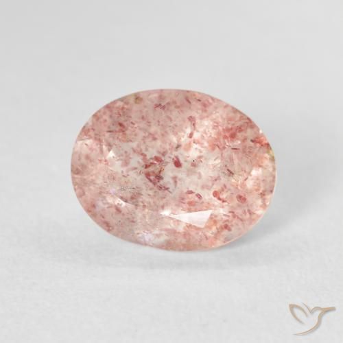 Quartz fraise Rose clair naturelle ovale, 2.51 ct, Transparent
