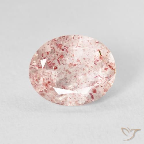 Quartz Fraise Rose clair naturelle ovale, 2.65 ct, Transparent