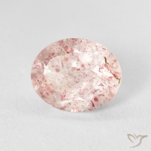 Quartz Fraise Rose clair naturelle ovale, 2.65 ct, Transparent