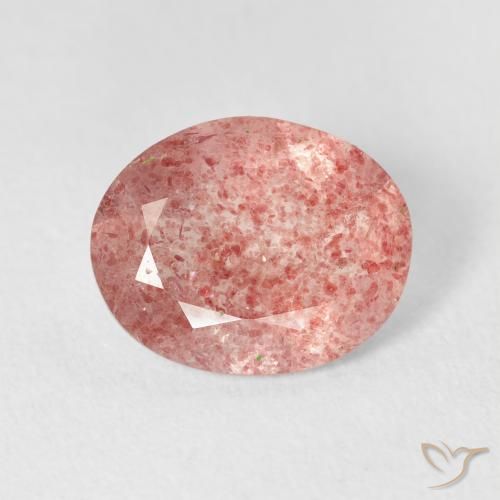 Quartz Fraise Rose léger naturelle ovale, 2.88 ct, Transparent