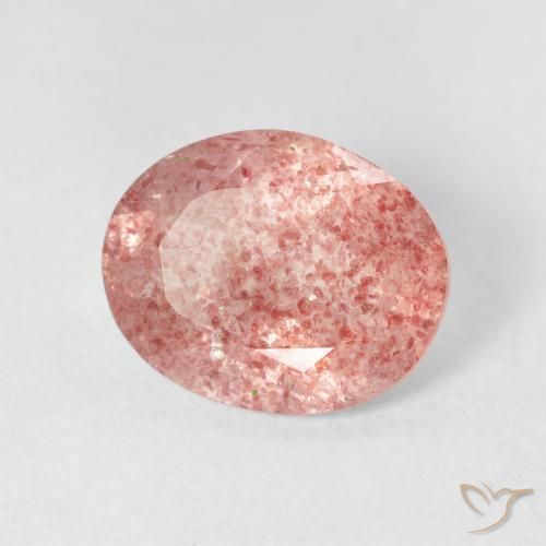 Quartz Fraise Rose léger naturelle ovale, 2.88 ct, Transparent