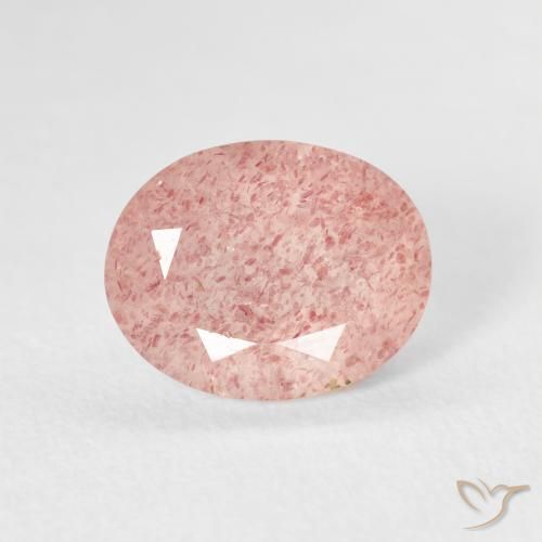 Quartz Fraise Rose terreux naturelle ovale, 2.66 ct, Transparent