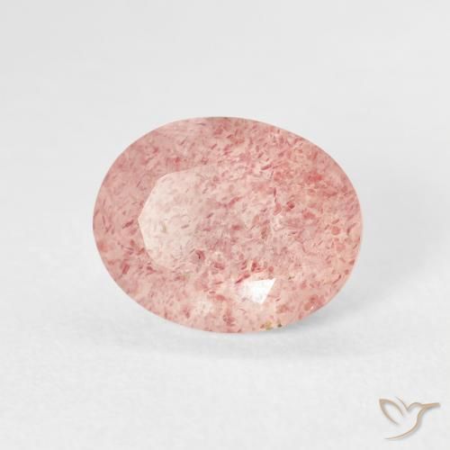 Quartz Fraise Rose terreux naturelle ovale, 2.66 ct, Transparent