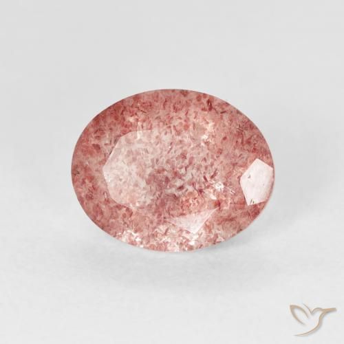 Quartz fraise Rose rougeâtre naturelle ovale, 2.28 ct, Transparent