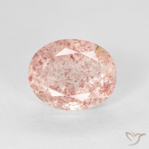 Quartz Fraise Flamant rose naturelle ovale, 2.76 ct, Transparent