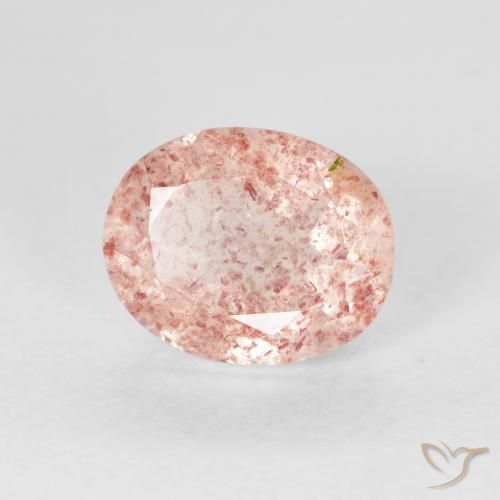 Quartz Fraise Flamant rose naturelle ovale, 2.76 ct, Transparent