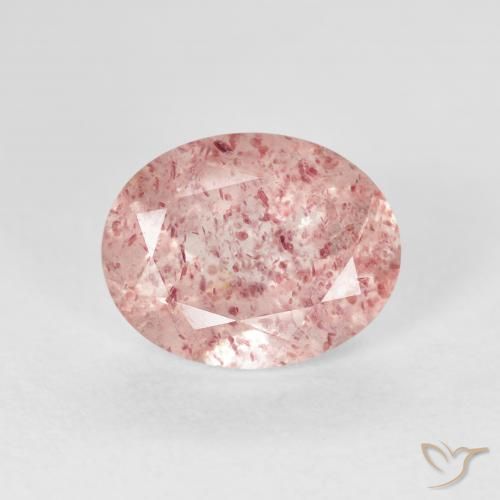 Quartz Fraise Rose clair naturelle ovale, 2.52 ct, Transparent