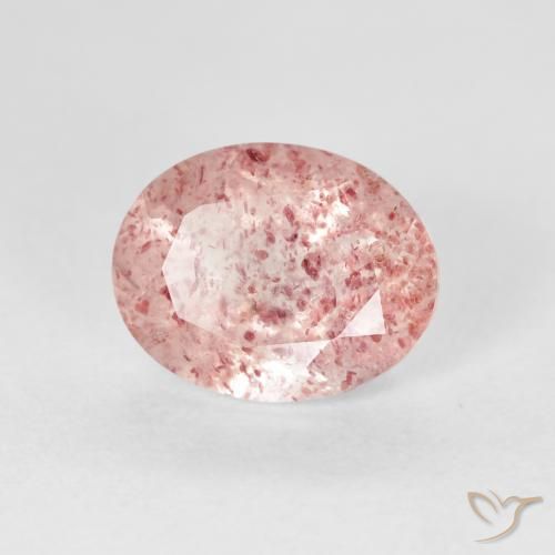 Quartz Fraise Rose clair naturelle ovale, 2.52 ct, Transparent