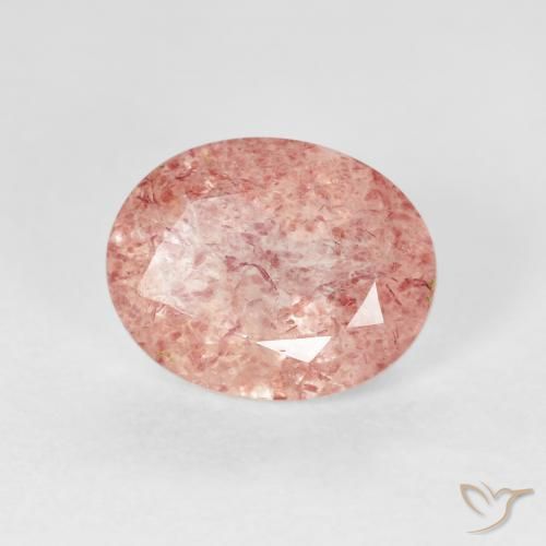 Quartz Fraise Rose clair naturelle ovale, 2.73 ct, Transparent