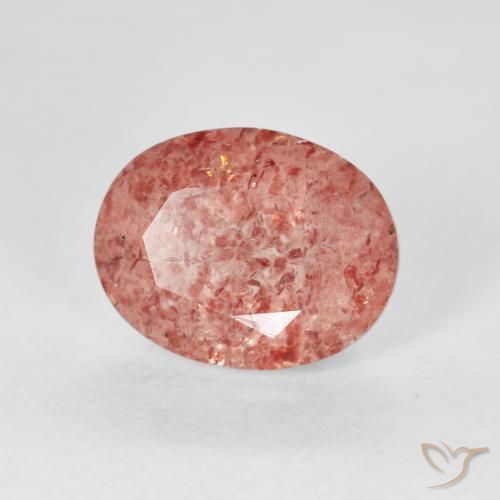 Quartz fraise Rose naturelle ovale, 2.98 ct, Transparent
