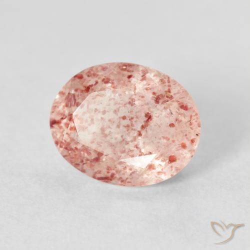 Quartz fraise Rose clair naturelle ovale, 2.83 ct, Transparent