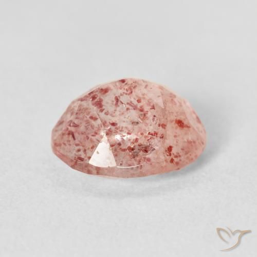 Quartz fraise Rose clair naturelle ovale, 2.83 ct, Transparent