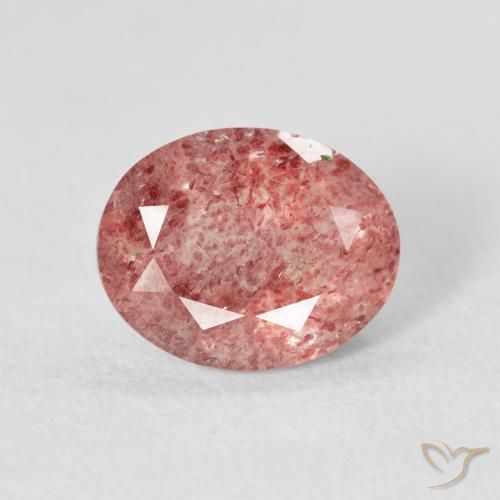 Quartz Fraise Rose framboise naturelle ovale, 2.43 ct, Transparent
