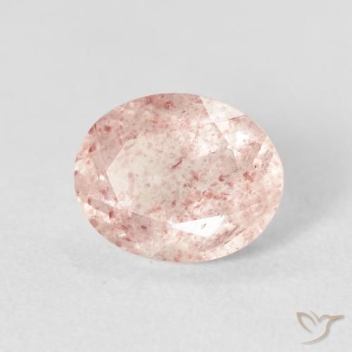 Quartz fraise Rose très clair naturelle ovale, 2.59 ct, Transparent