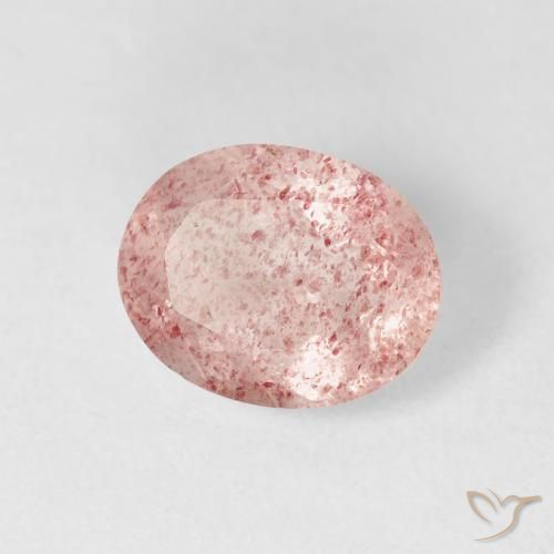 Quartz fraise Rose clair naturelle ovale, 2.69 ct, Transparent