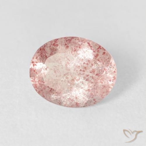 Quartz Fraise Rose clair naturelle ovale, 2.10 ct, Transparent