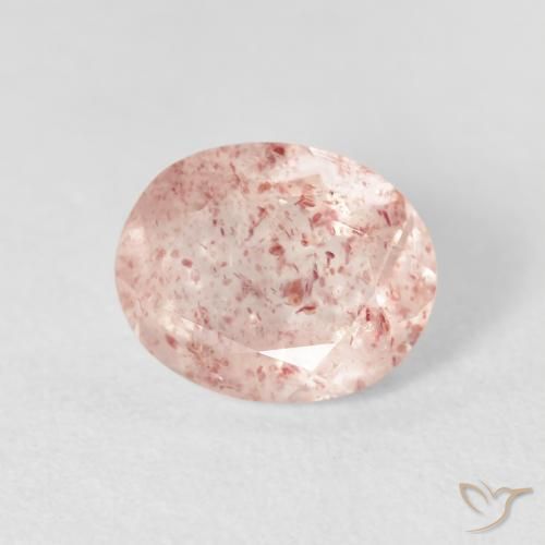 Quartz fraise Rose clair naturelle ovale, 2.57 ct, Transparent