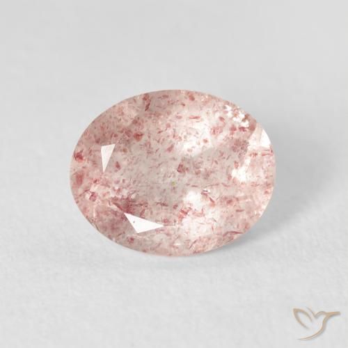 Quartz Fraise Rose clair naturelle ovale, 2.60 ct, Transparent