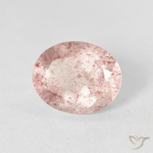 Quartz Fraise Rose clair naturelle ovale, 2.60 ct, Transparent