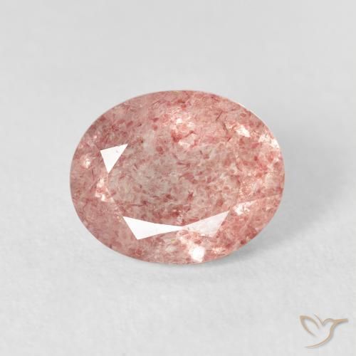 Quartz Fraise Rose léger naturelle ovale, 2.55 ct, Transparent