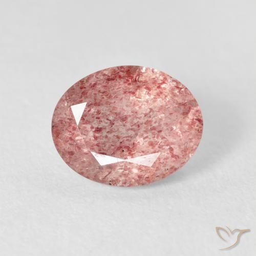 Quartz Fraise Medium Light-Pink naturelle ovale, 2.76 ct, Transparent