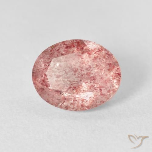 Quartz Fraise Medium Light-Pink naturelle ovale, 2.76 ct, Transparent
