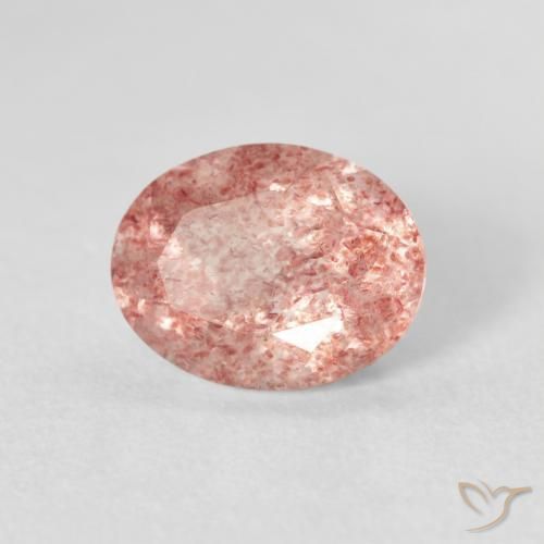 Quartz fraise Rose léger naturelle ovale, 2.58 ct, Transparent