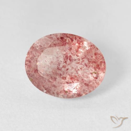 Quartz fraise Rose vif naturelle ovale, 2.46 ct, Transparent